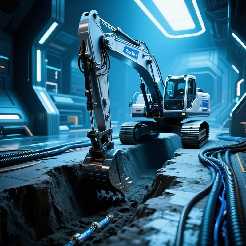 Excavator Digging Trenches Science Fiction