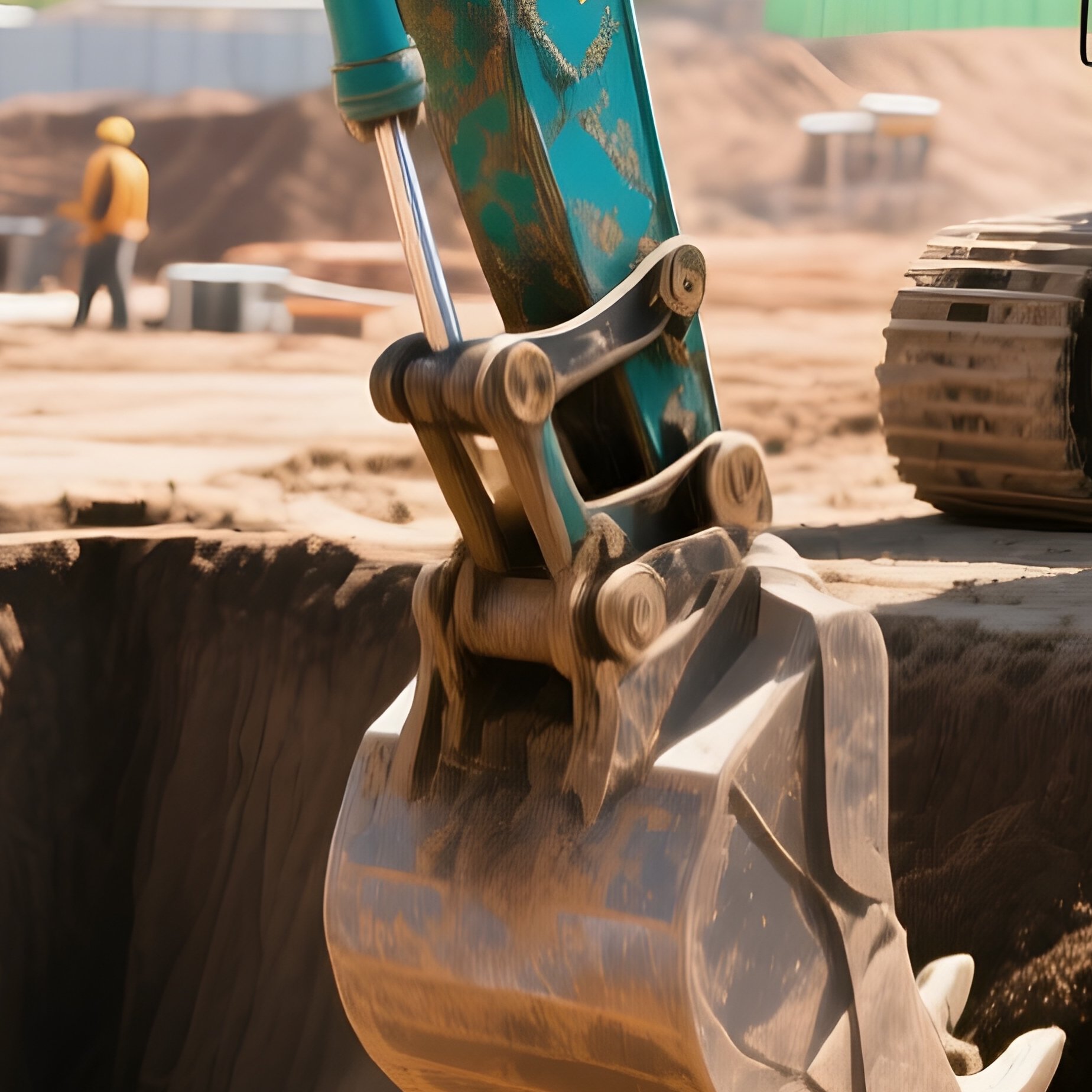 Excavators Digging Foundation Pit Morning Light - Full Resolution Quality Preview