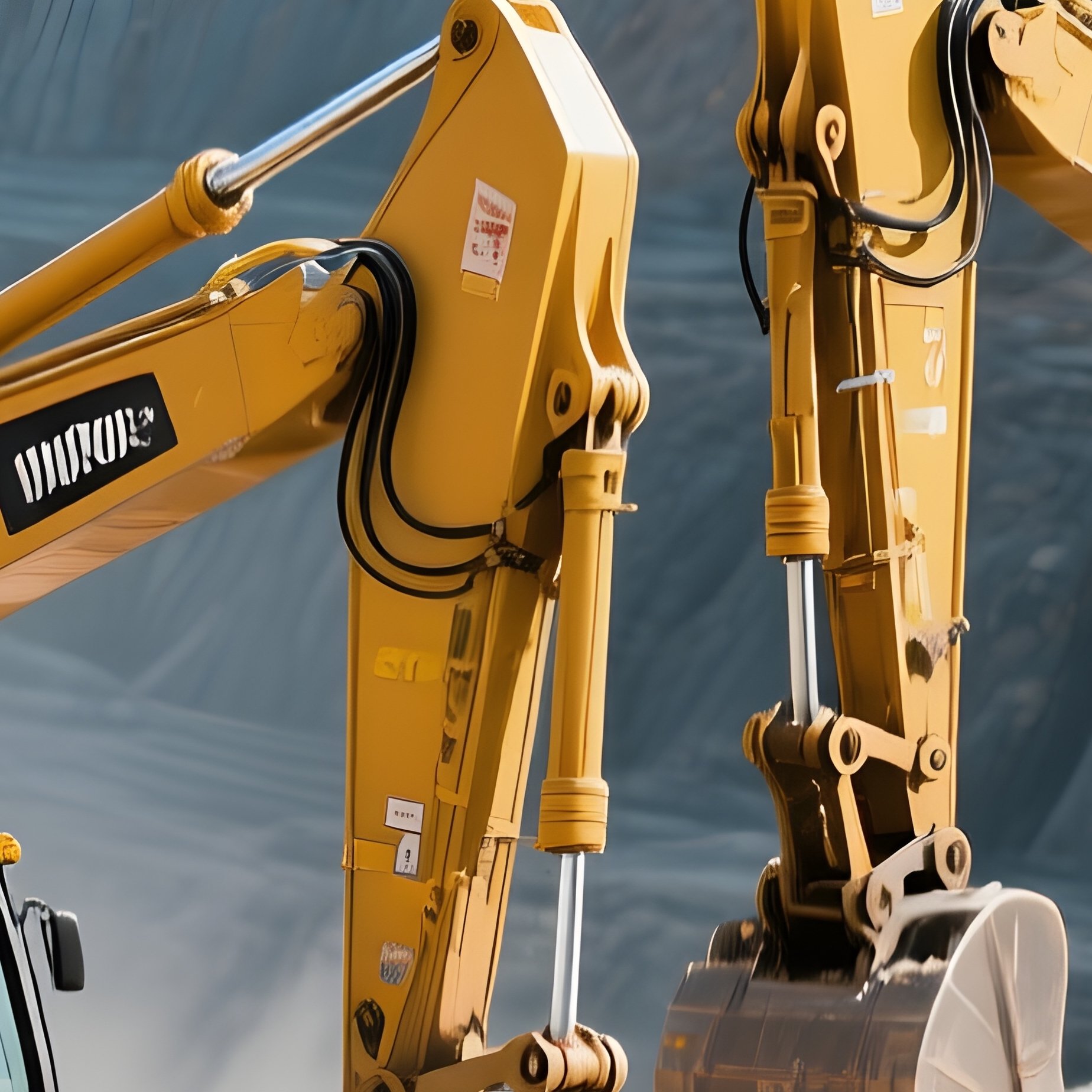 Excavators Working Unison Open Pit Science Fiction - Full Resolution Quality Preview