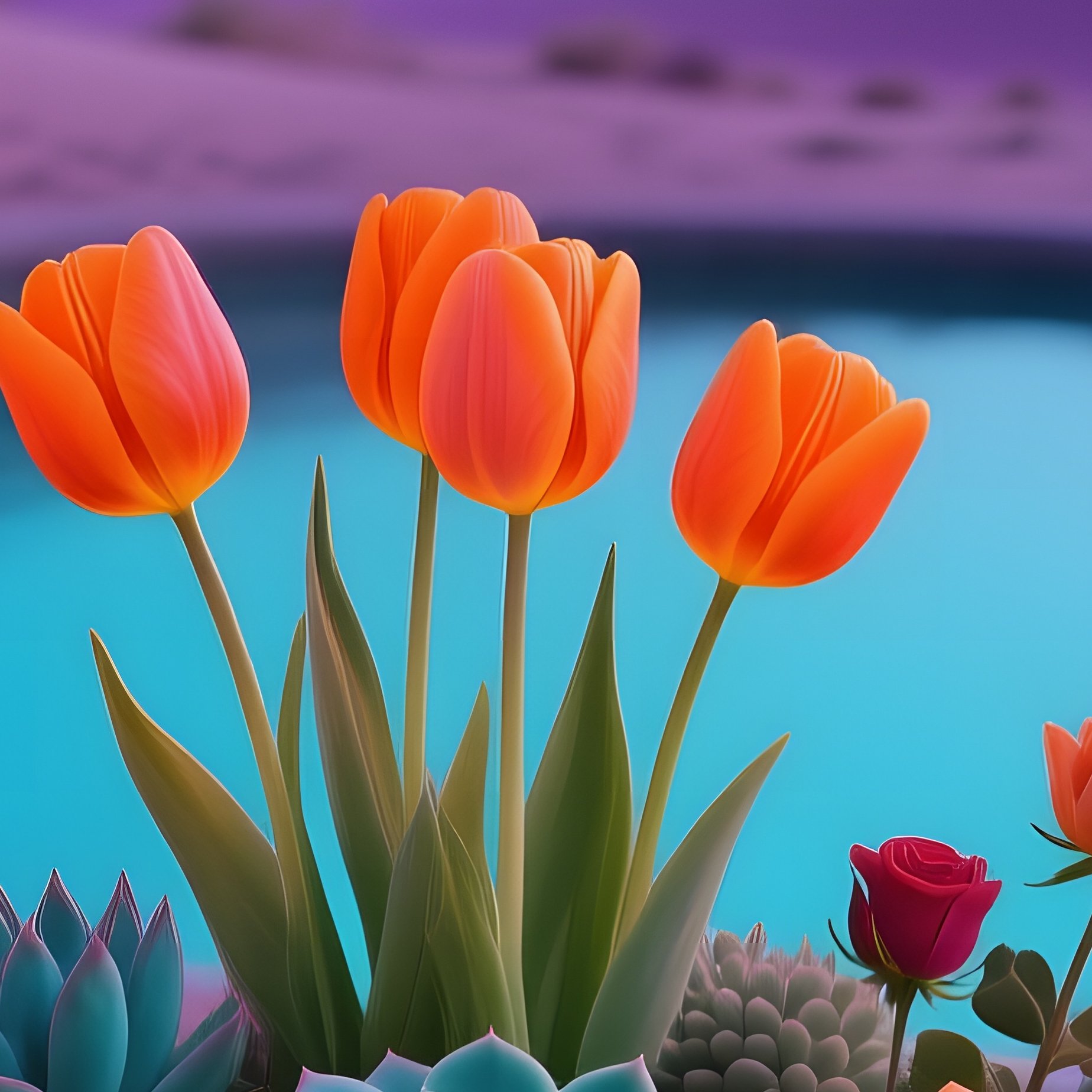 Exotic Desert Oasis At Twilight - Full Resolution Quality Preview