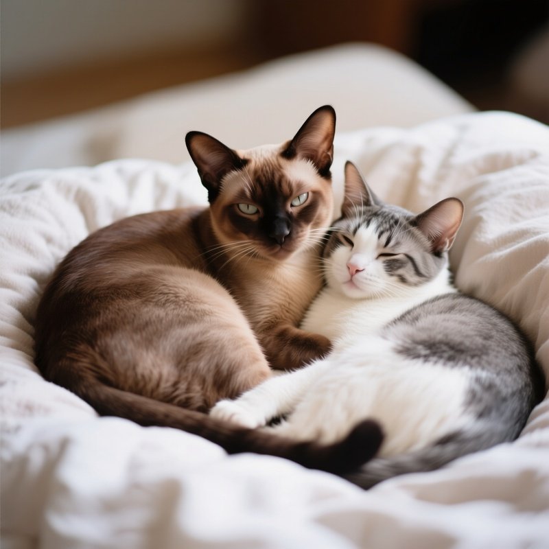 Exotic Shorthair Cat Cuddling With Another Cat