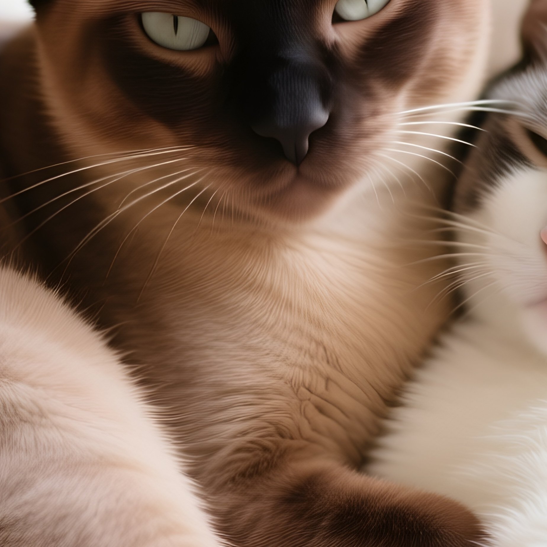 Exotic Shorthair Cat Cuddling With Another Cat - Full Resolution Quality Preview