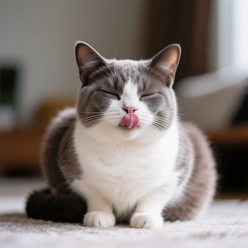 Exotic Shorthair Cat Sitting Tongue Out Blep
