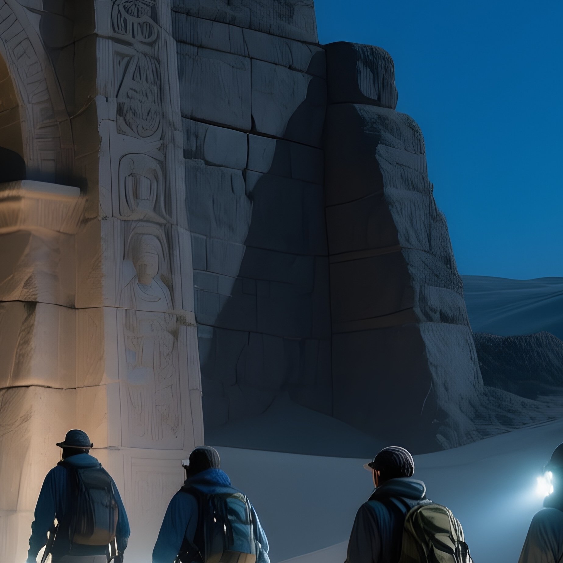 Explorers Towards Temples Entrance - Full Resolution Quality Preview
