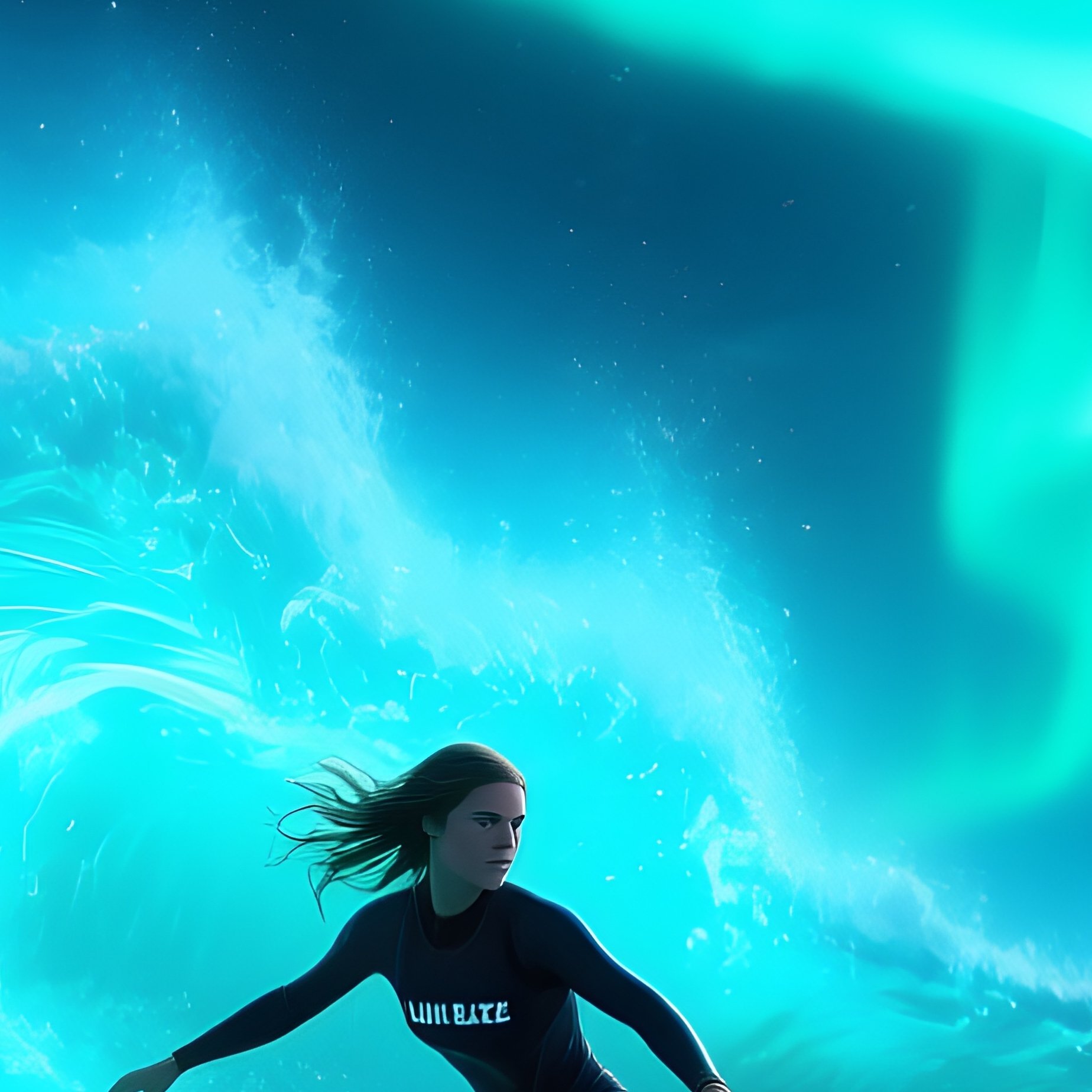 Extreme Surfing Under The Northern Lights - Full Resolution Quality Preview