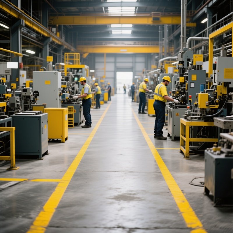 Factory Floor Yellow Safety Lines