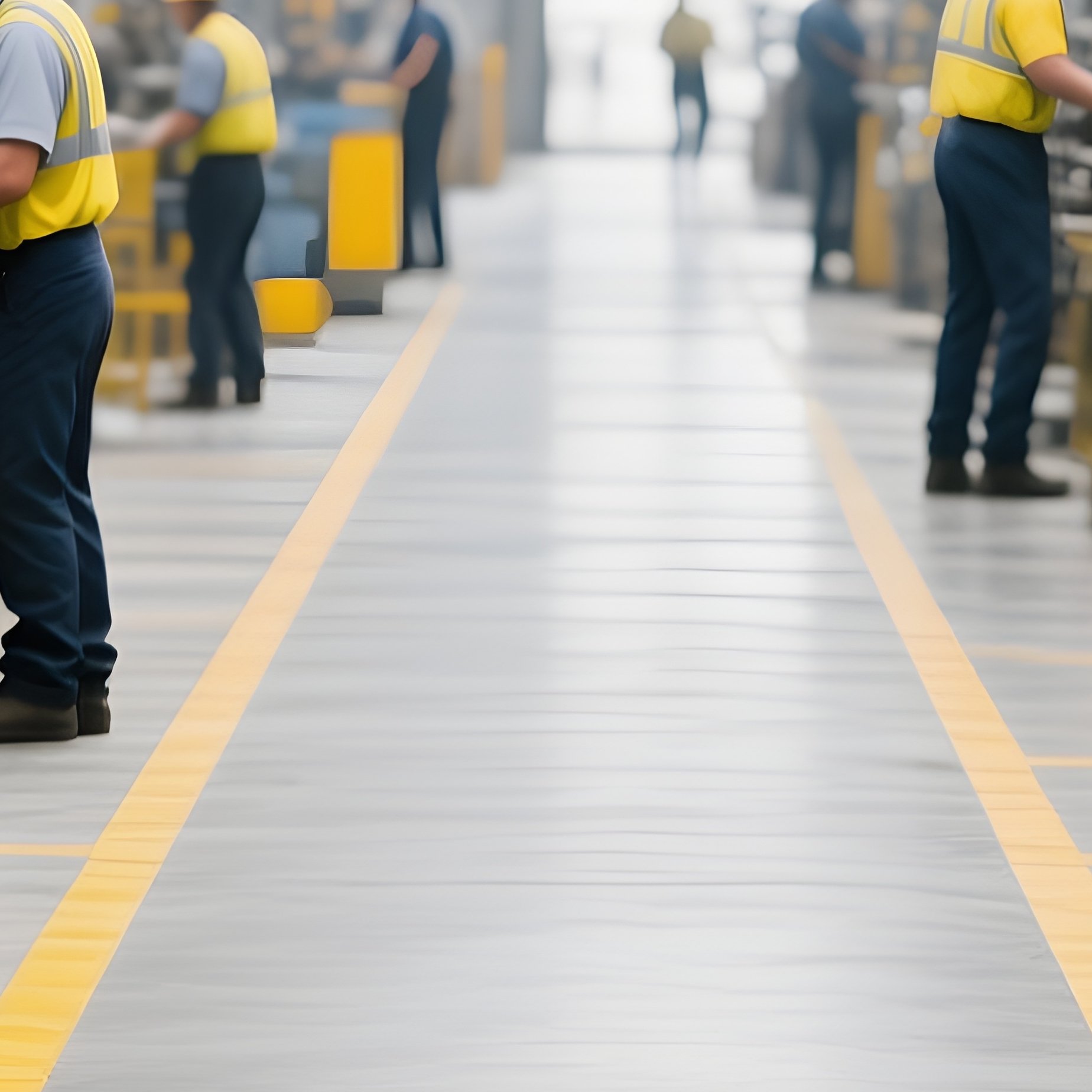 Factory Floor Yellow Safety Lines - Full Resolution Quality Preview