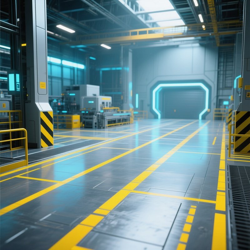 Factory Floor Yellow Safety Lines Digital Art
