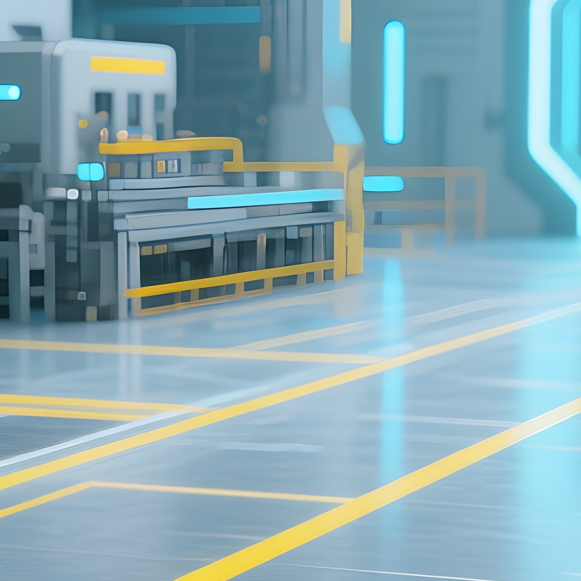 Factory Floor Yellow Safety Lines Digital Art - Full Resolution Quality Preview