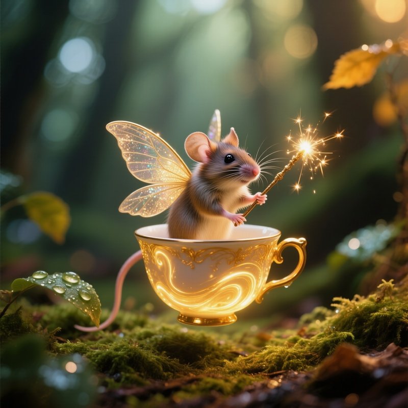 Fairy Mouse In Glowing Teacup