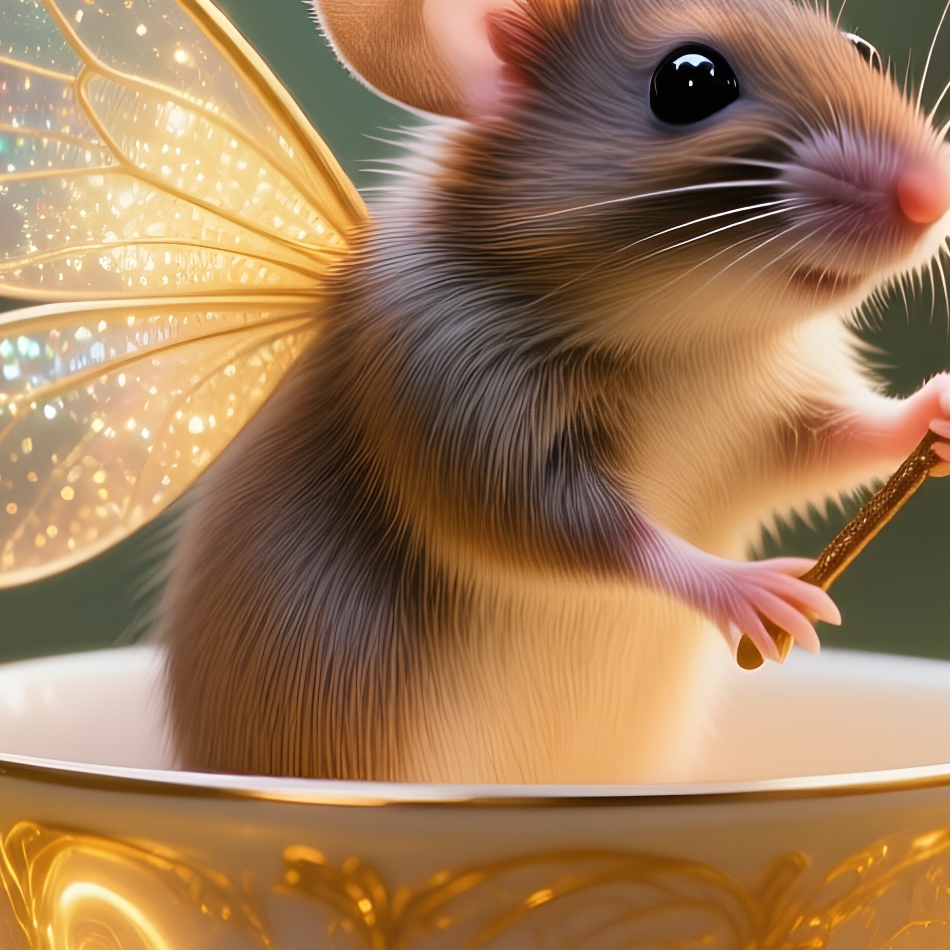 Fairy Mouse In Glowing Teacup - Full Resolution Quality Preview