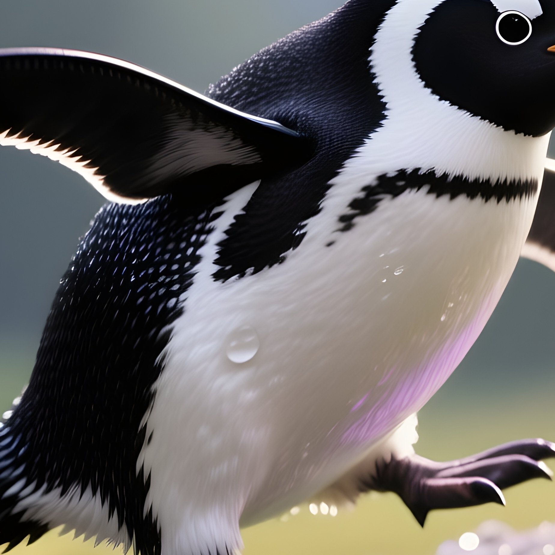 Fairy Penguin Sliding Down Dewdrop Rainbow - Full Resolution Quality Preview