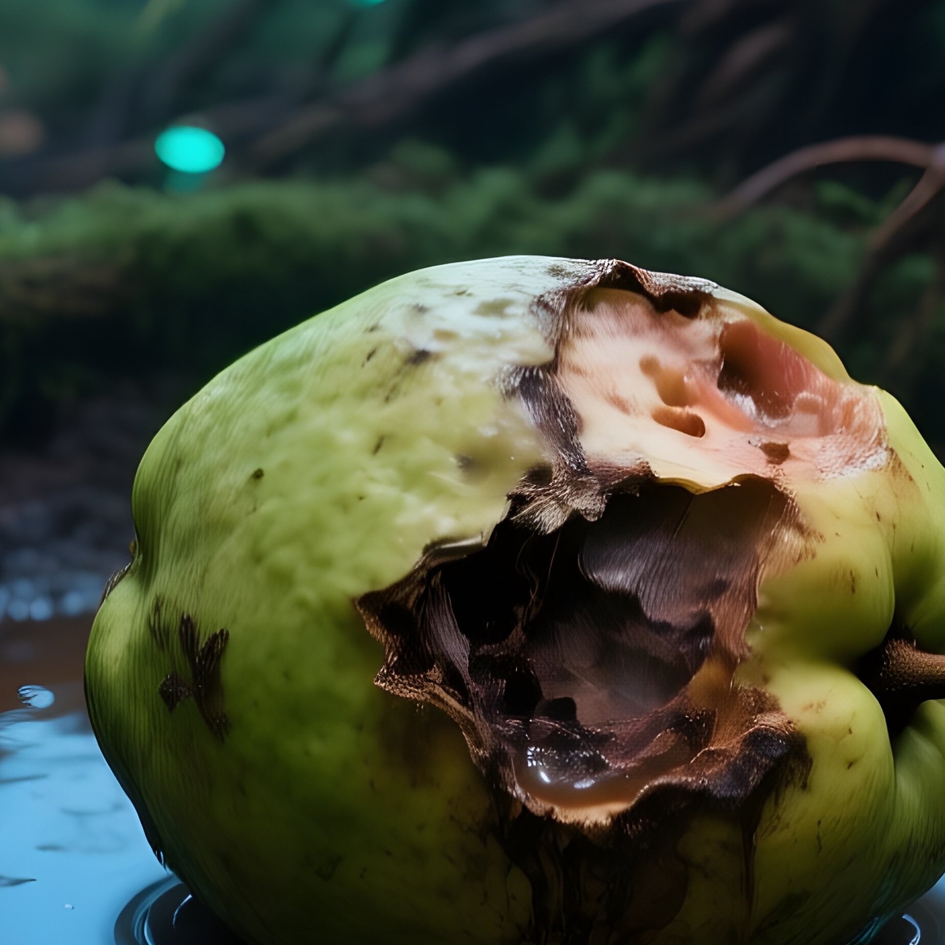 Fallen Guava Rotting In Forest Under Moonlight - Full Resolution Quality Preview
