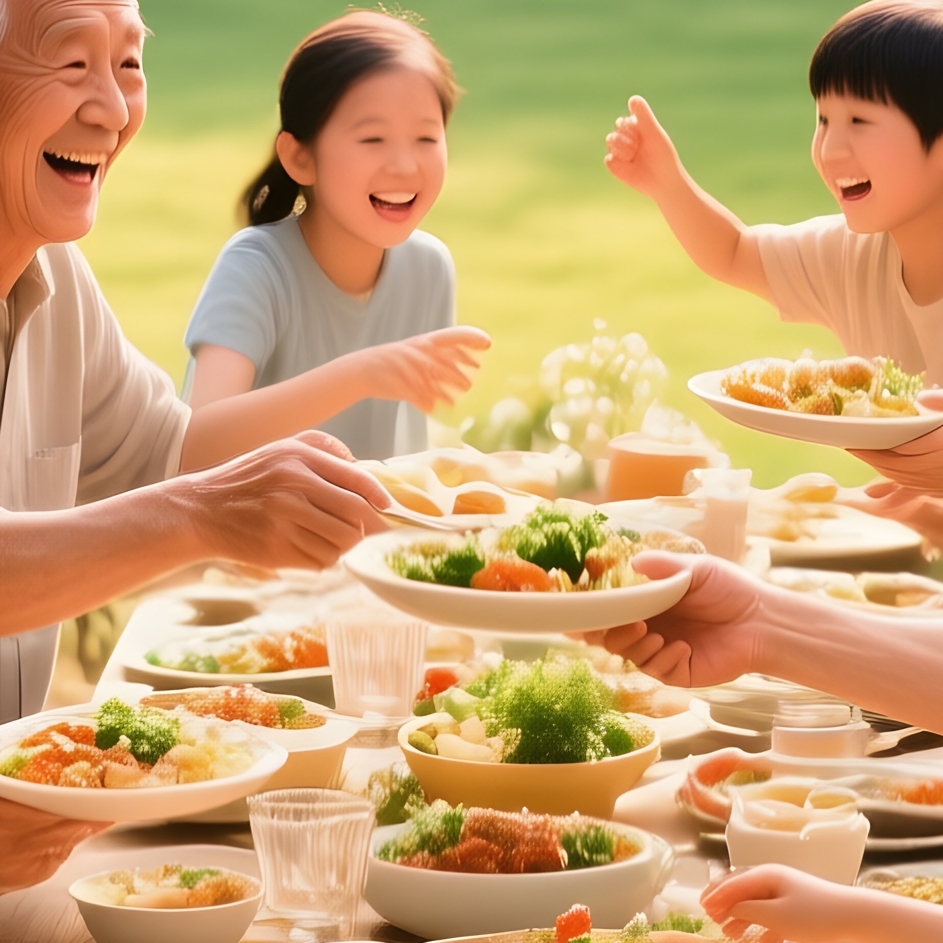 Family Dinner Chaotic Happy Wide Shot - Full Resolution Quality Preview
