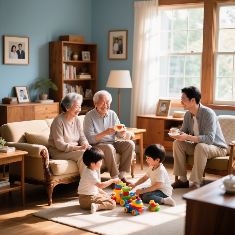 Family Generations Grandparents Kids