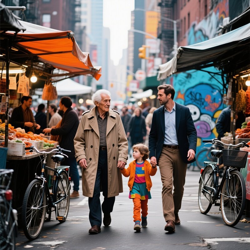 Family Generations Urban Scene