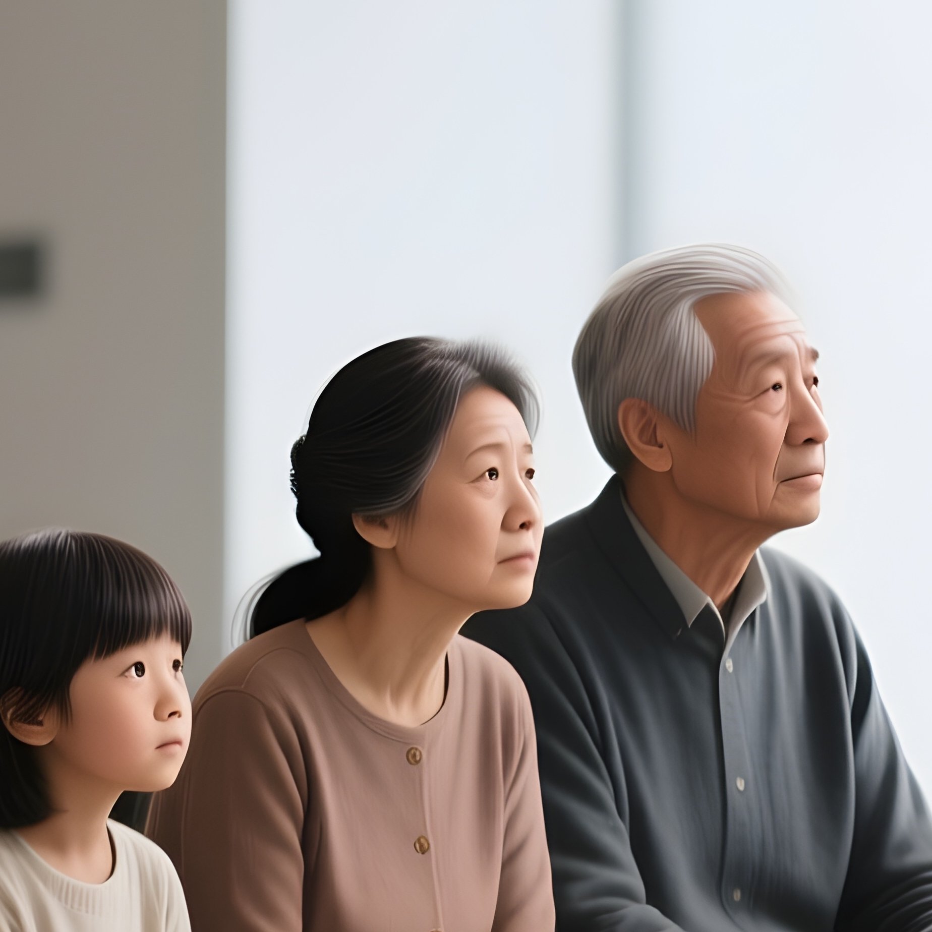 Family Members Waiting Anxiously In A Modern Seating Area - Full Resolution Quality Preview