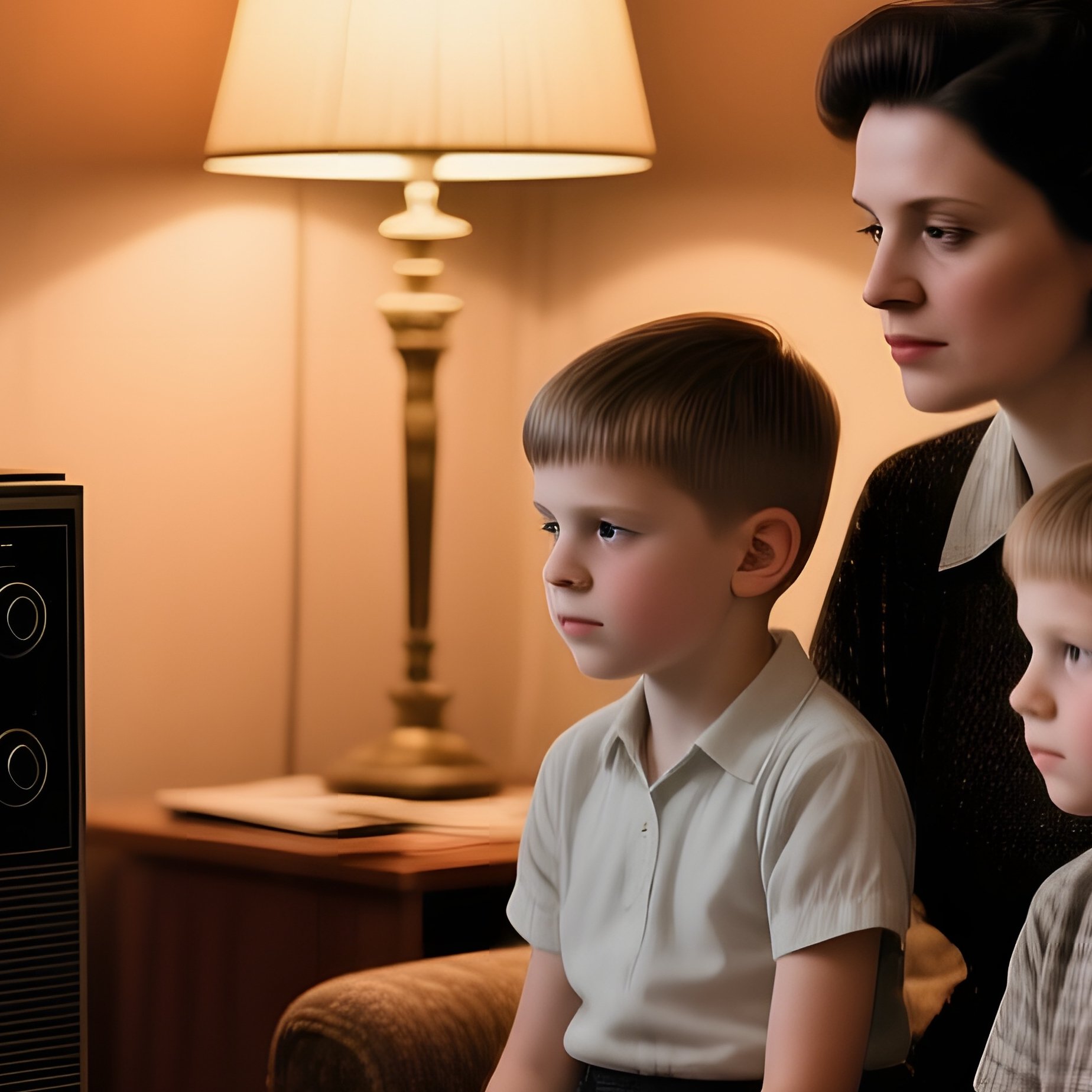 Family Watching 1985 Victory Day Parade On Black And White Tv - Full Resolution Quality Preview