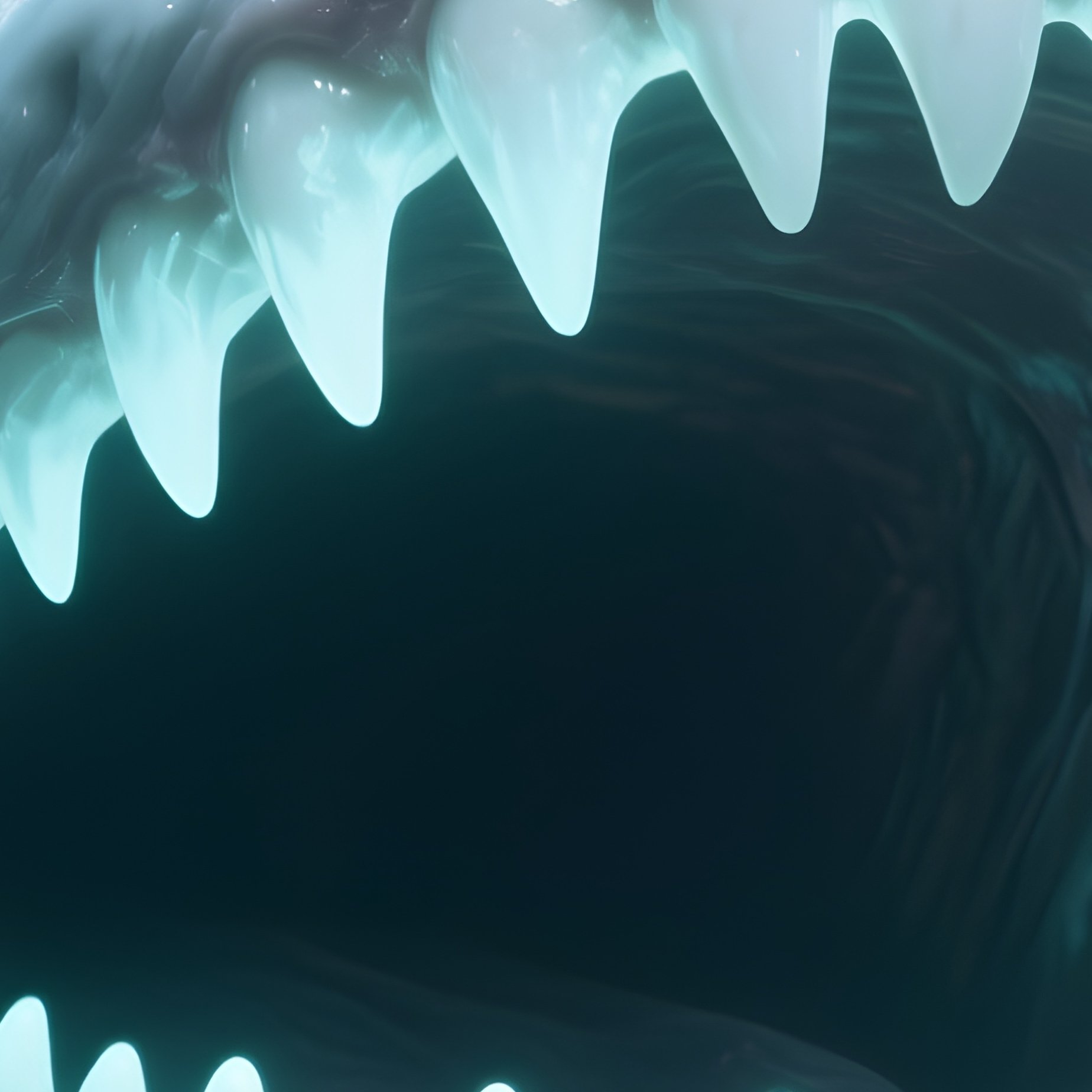 Fangtooth – Bone White Oversized Teeth Glowing Faintly In Deep Water. - Full Resolution Quality Preview