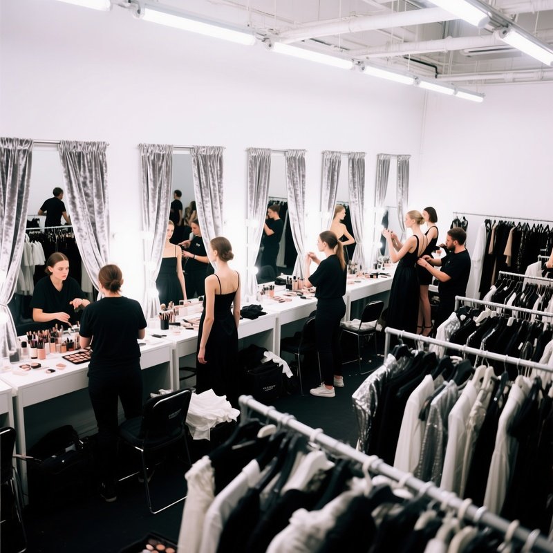 Fashion Runway Backstage Chaotic Organized