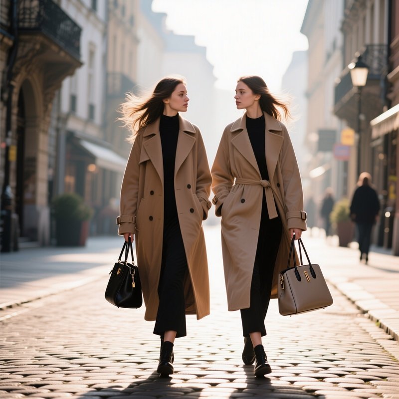 Fashionable Walk On Cobblestone Street