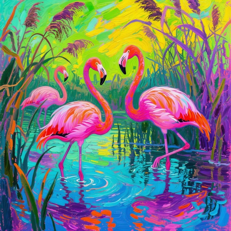 Fauvist Flamingo Grove