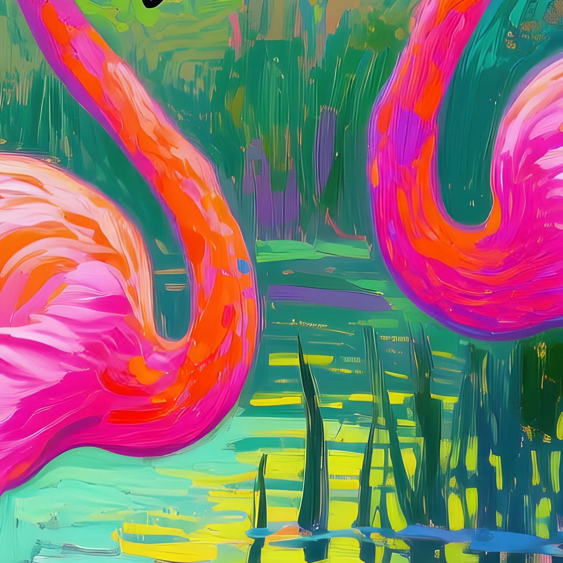Fauvist Flamingo Grove - Full Resolution Quality Preview