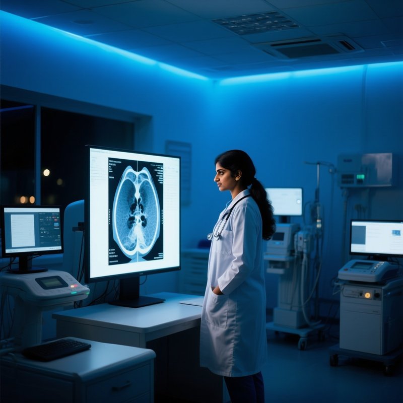 Female Indian Doctor Reviewing Mri Scans