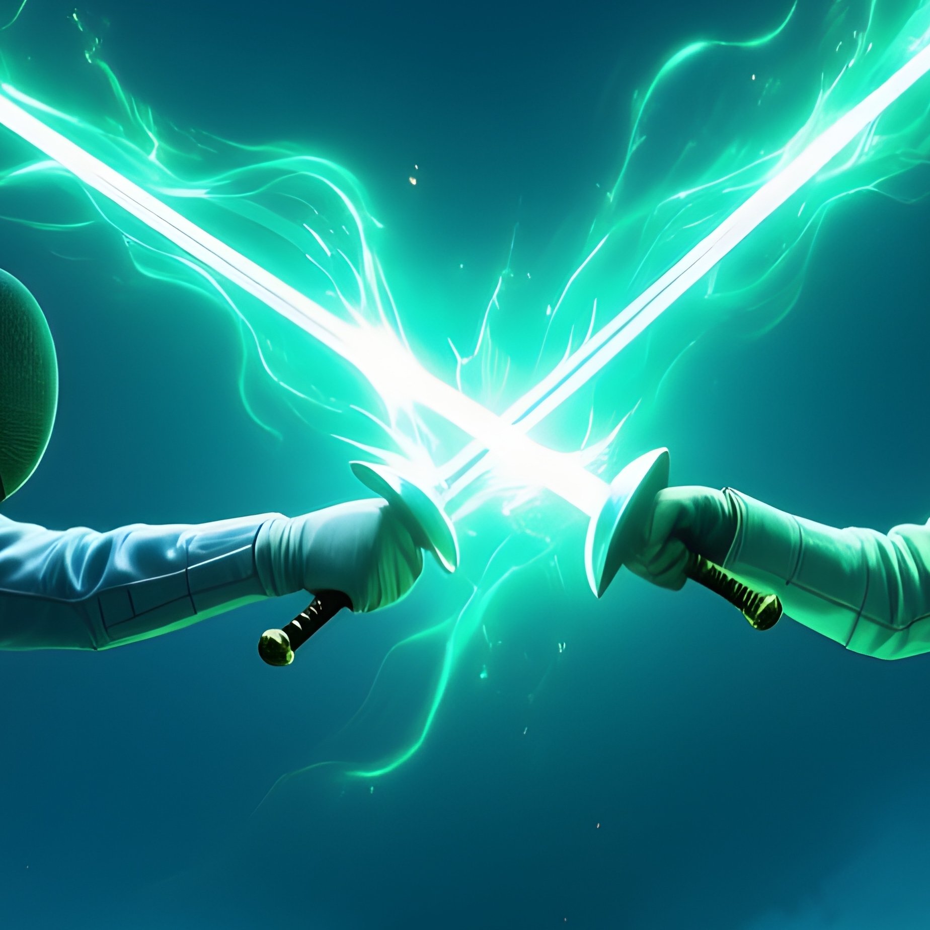 Fencer Aero Sol Dueling Glowing Blades 2 - Full Resolution Quality Preview