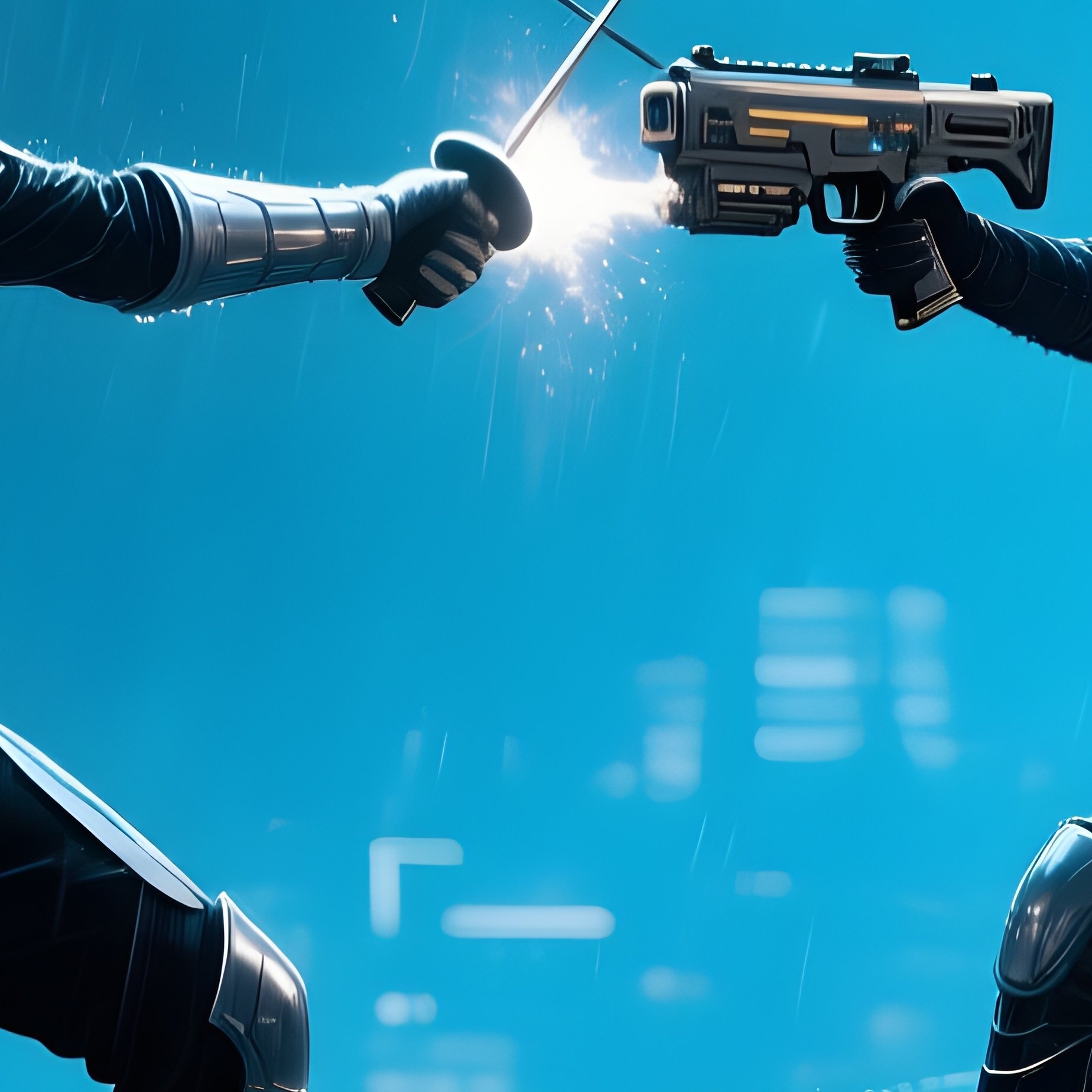 Fencer Dueling Rooftop Rain 2 - Full Resolution Quality Preview