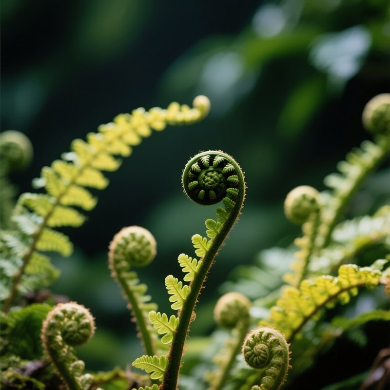 Fern Fronds In Various Stages Of Unfurling Nature Fern