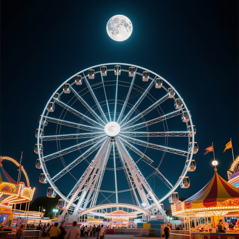 Ferris Wheel Under Full Moon
