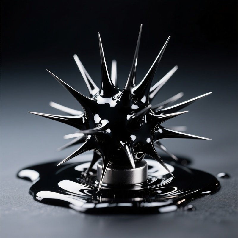 Ferrofluid Spikes Around Magnet Studio Lights