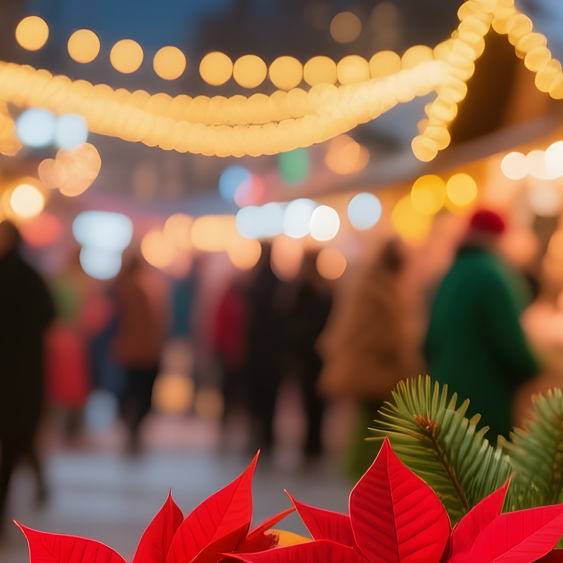 Festive Holiday Market At Night - Full Resolution Quality Preview