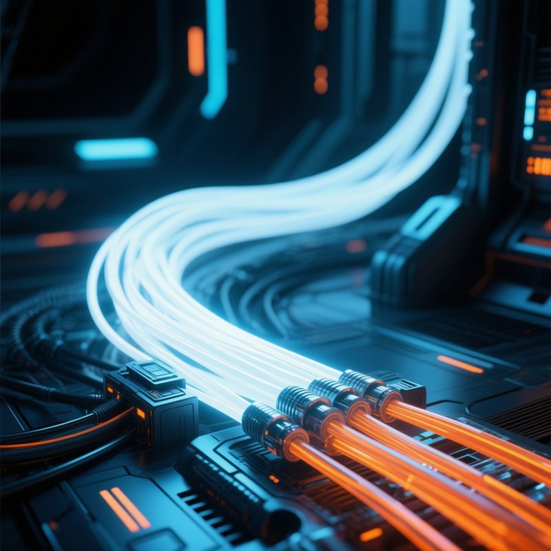 Fiber Optic Cables Glowing Sci Fi Scene