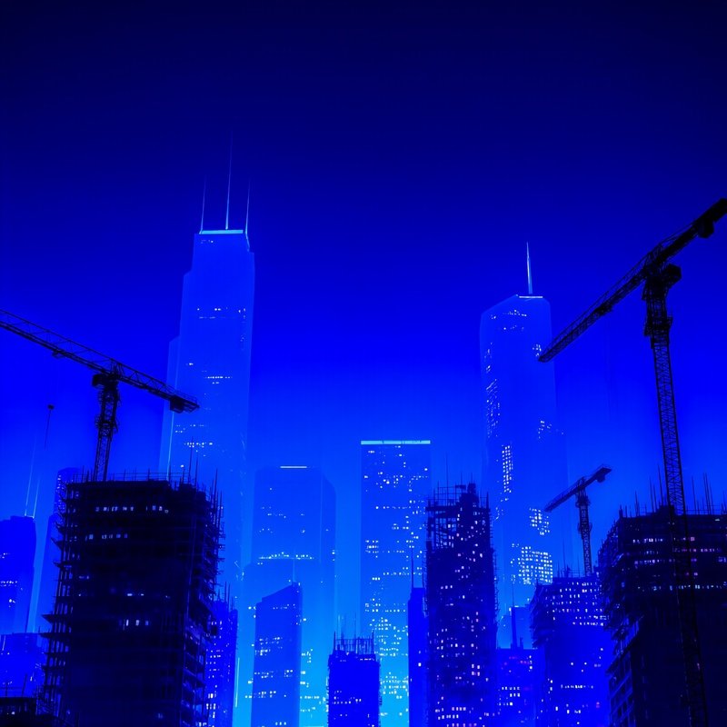 Fictional City Skyline Crane Towers