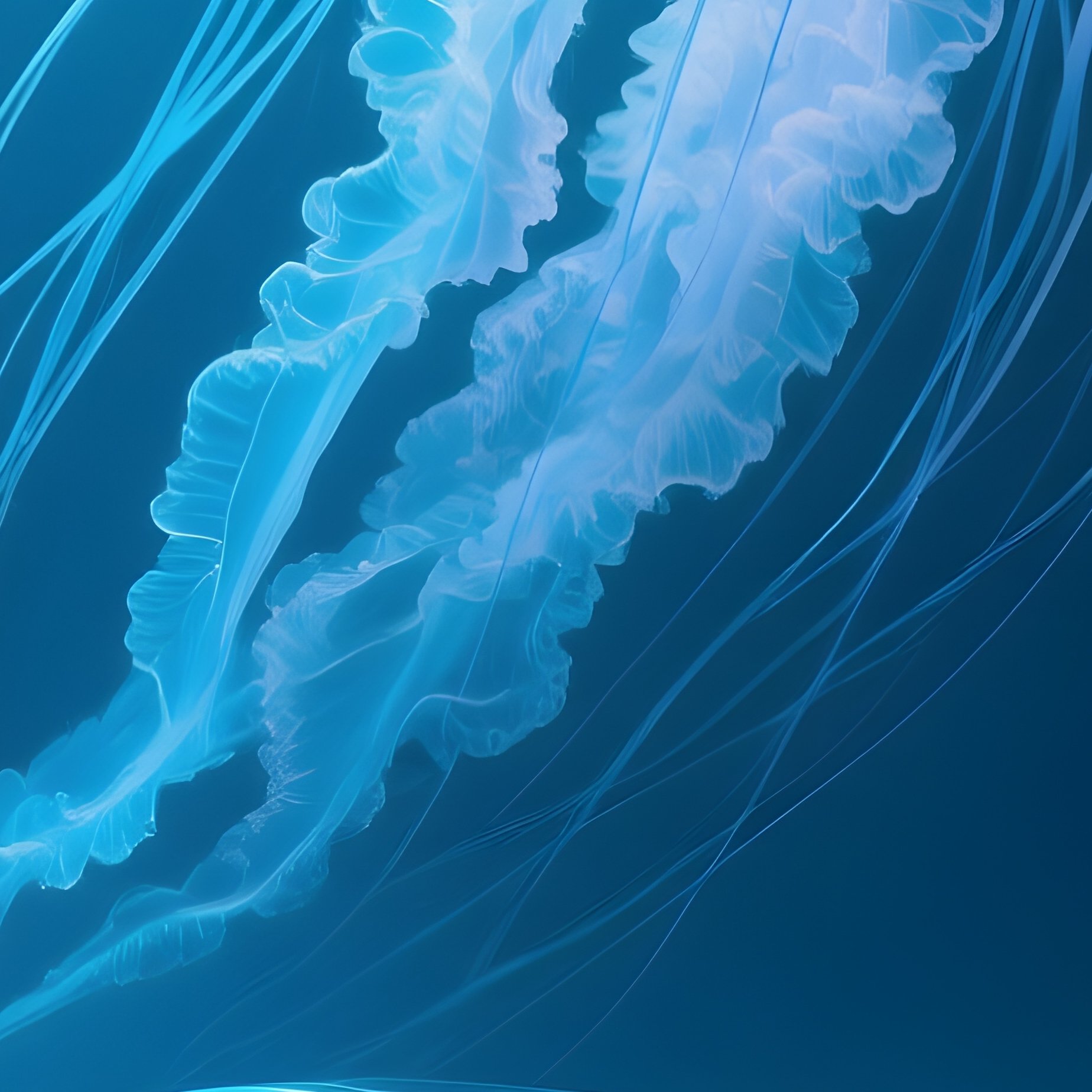 Fictional Underwater Scene Translucent Jellyfish Car Size Drifting Slowly - Full Resolution Quality Preview