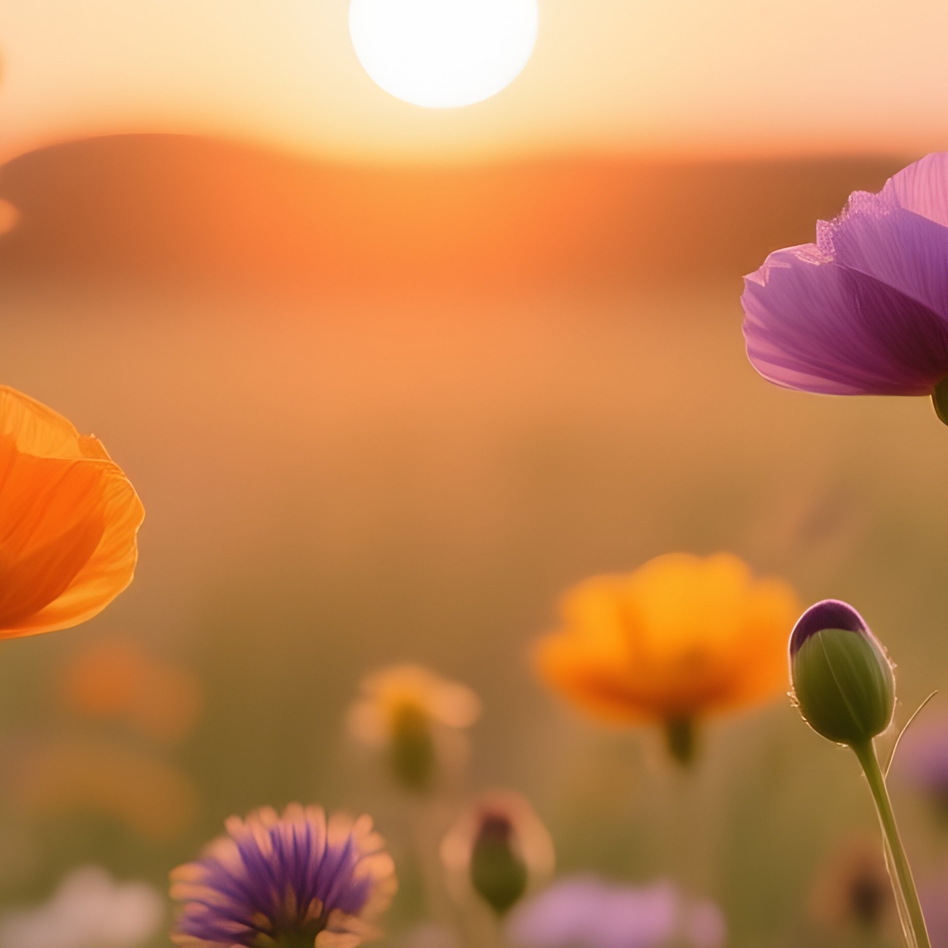 Field Of Wildflowers At Sunset Wildflowers Sunset - Full Resolution Quality Preview