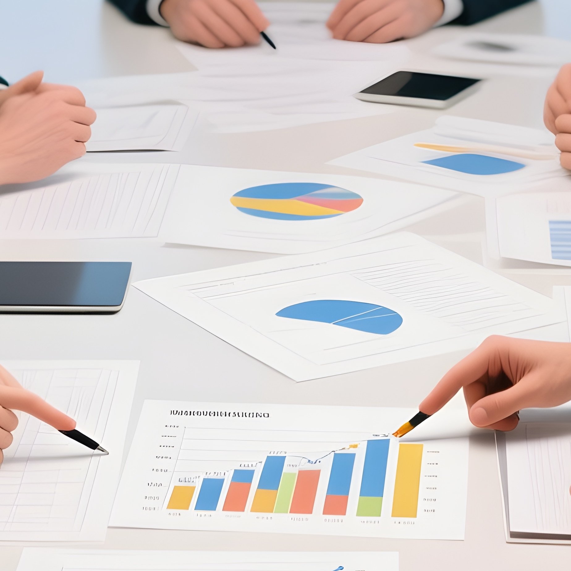 Finance Team Reviewing Quarterly Report Office Meeting - Full Resolution Quality Preview