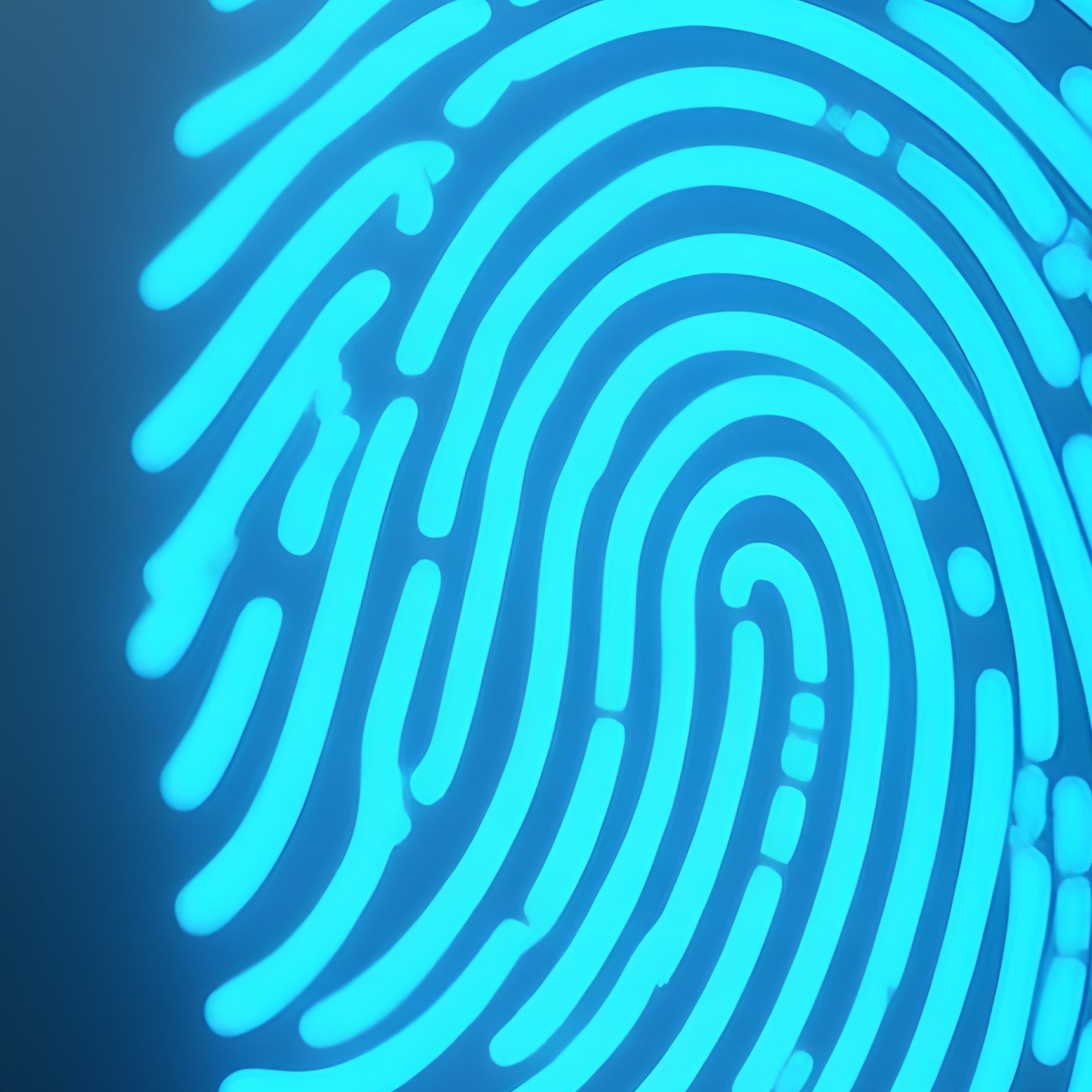 Fingerprint: A Glowing, Biometric Blue Fingerprint Scan On A Glass Surface, Representing Identity Verification And Security. - Full Resolution Quality Preview
