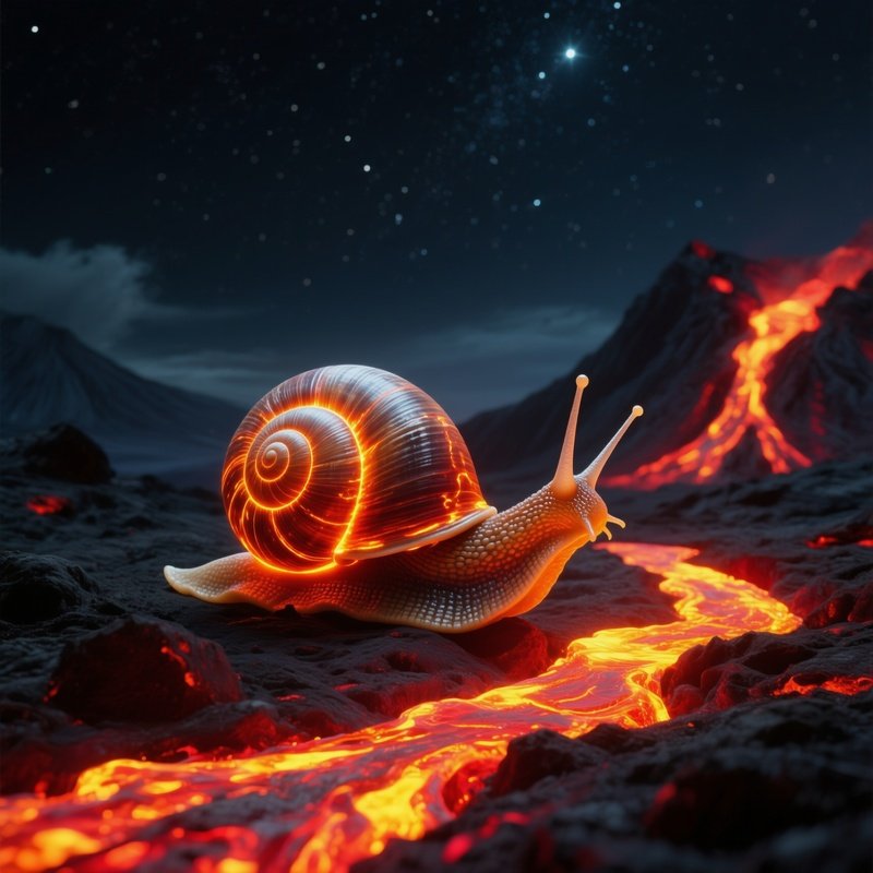 Fire Snail Leaving Glowing Lava Trails
