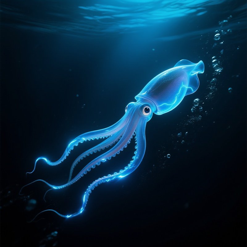 Firefly Squid Electric Blue Flashes Across Arms