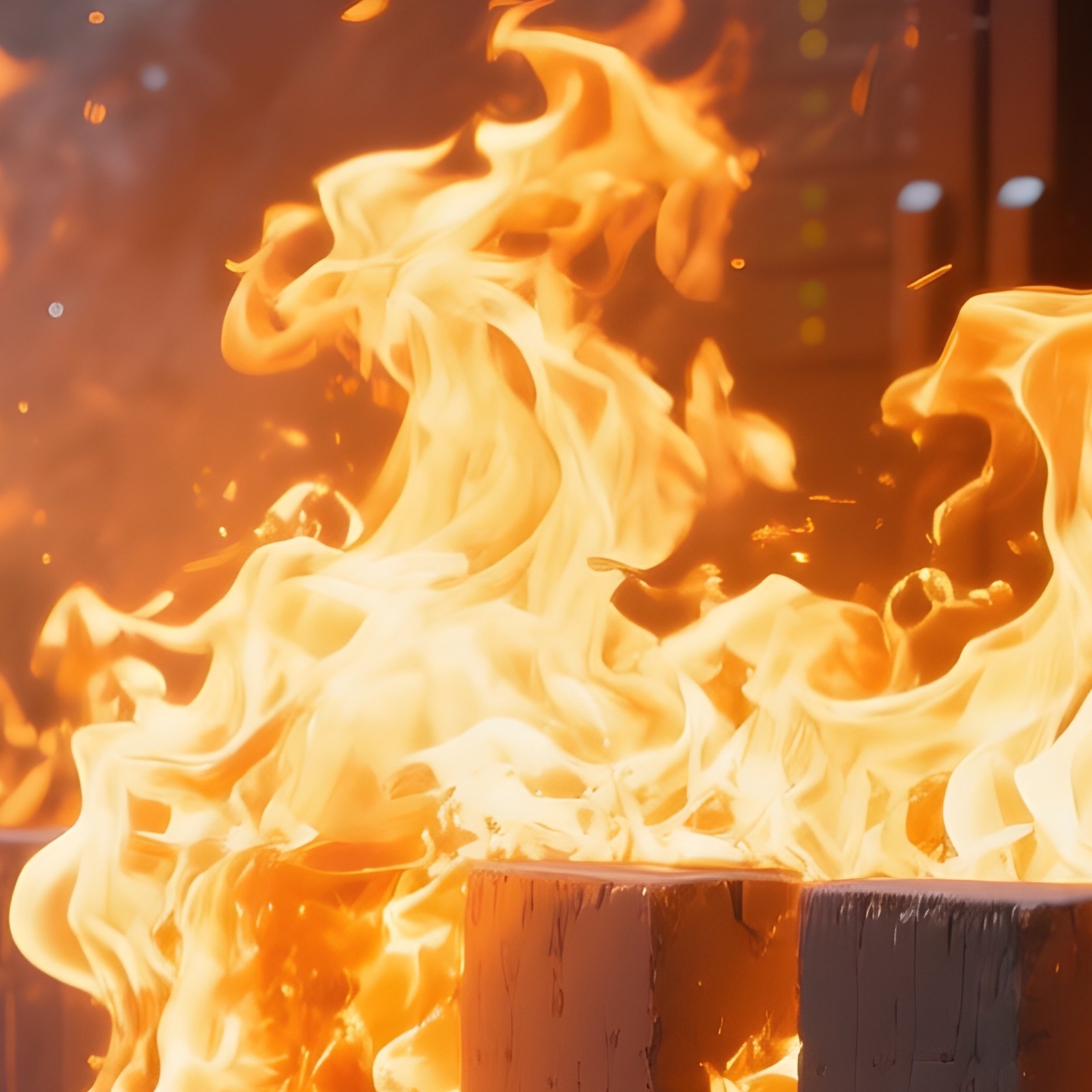 Firewall: A Literal Wall Of Fire Burning In Front Of A Computer Server Rack, Representing Network Security. - Full Resolution Quality Preview