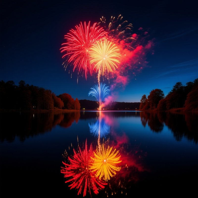 Fireworks Display Over A Body Of Water Fireworks Night