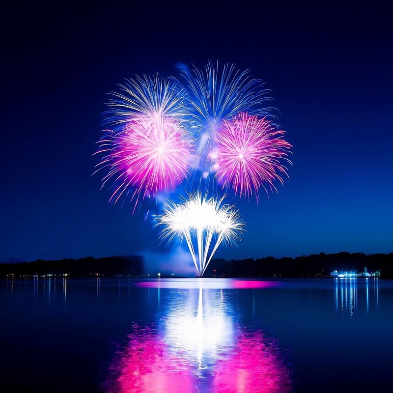 Fireworks Display Over Water Fireworks Night