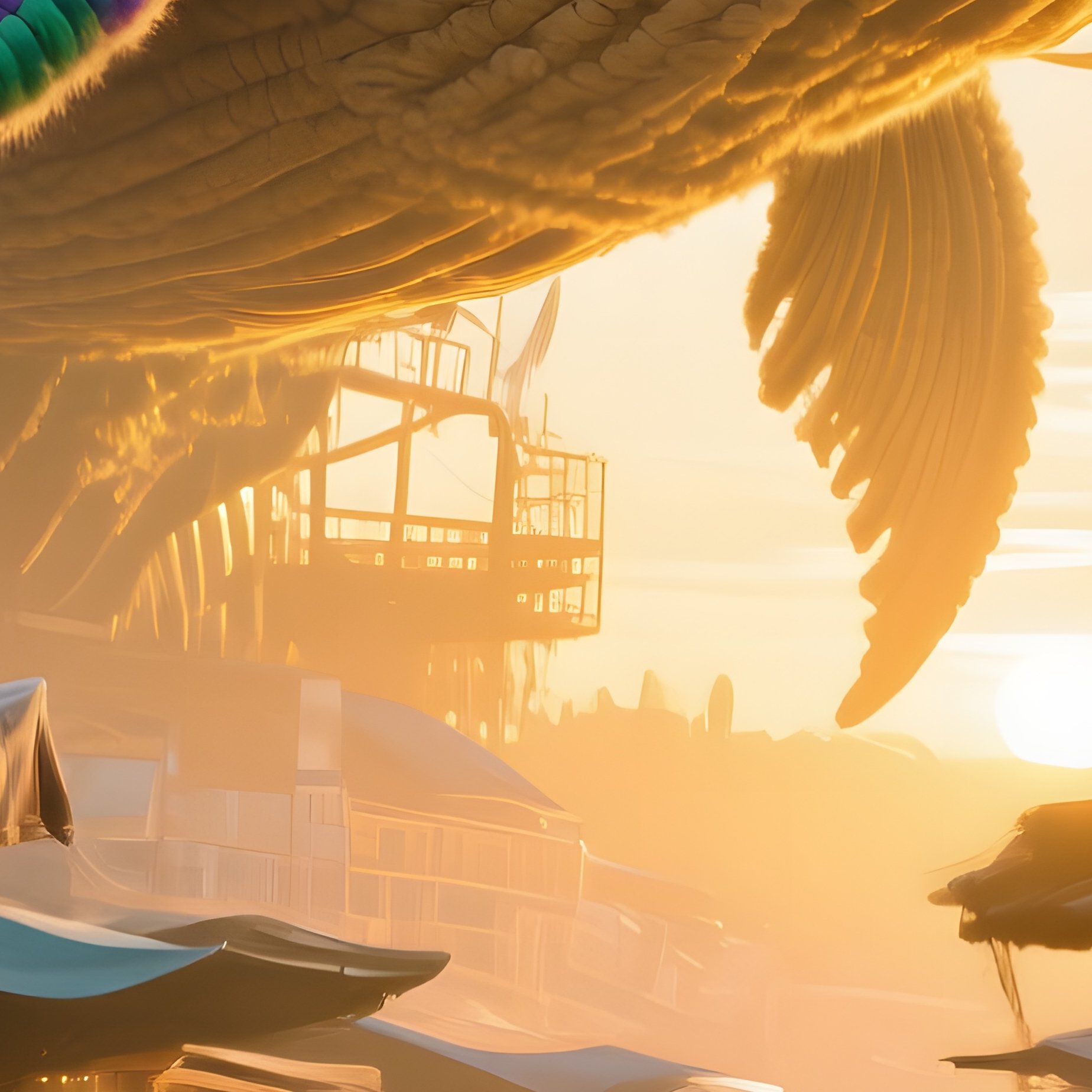 Fish Market Sunrise Wool Leviathan Sculpture - Full Resolution Quality Preview