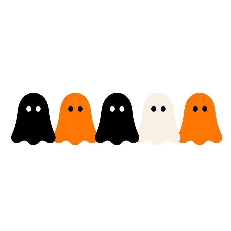 Five Ghost Like Figures In A Row Ghosts Halloween