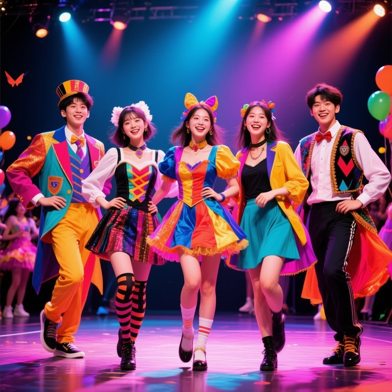 Five Prettily Dressed University Student Boys Costumes