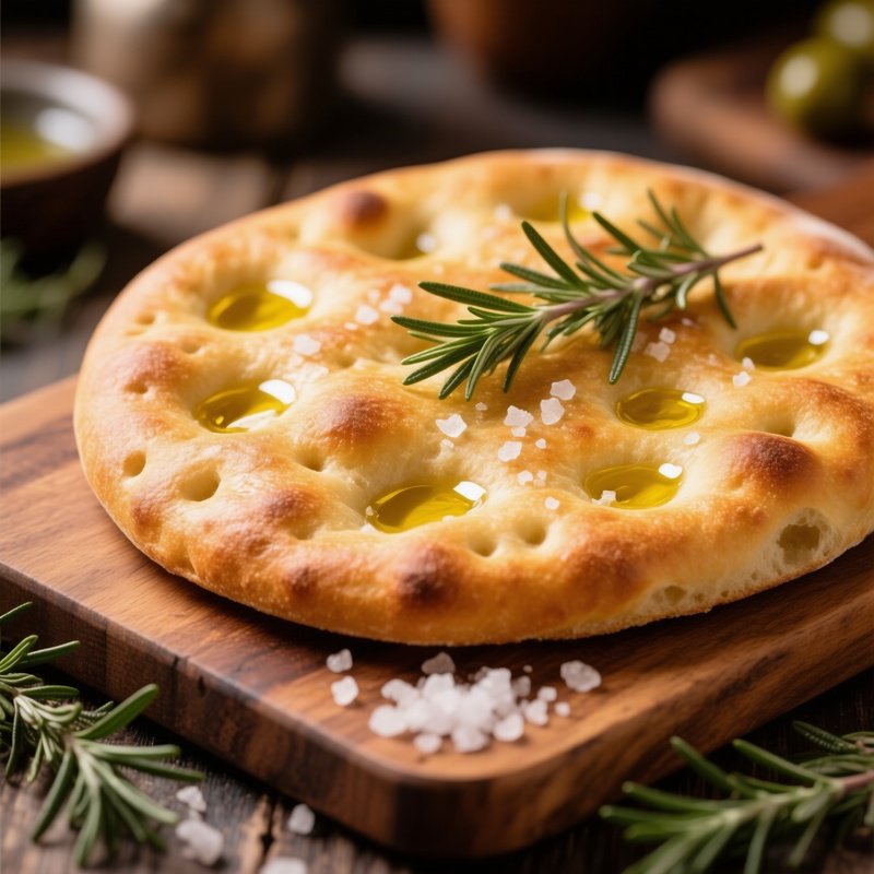 Focaccia Genovese Yeasted Dough Olive Oil Sea Salt Rosemary