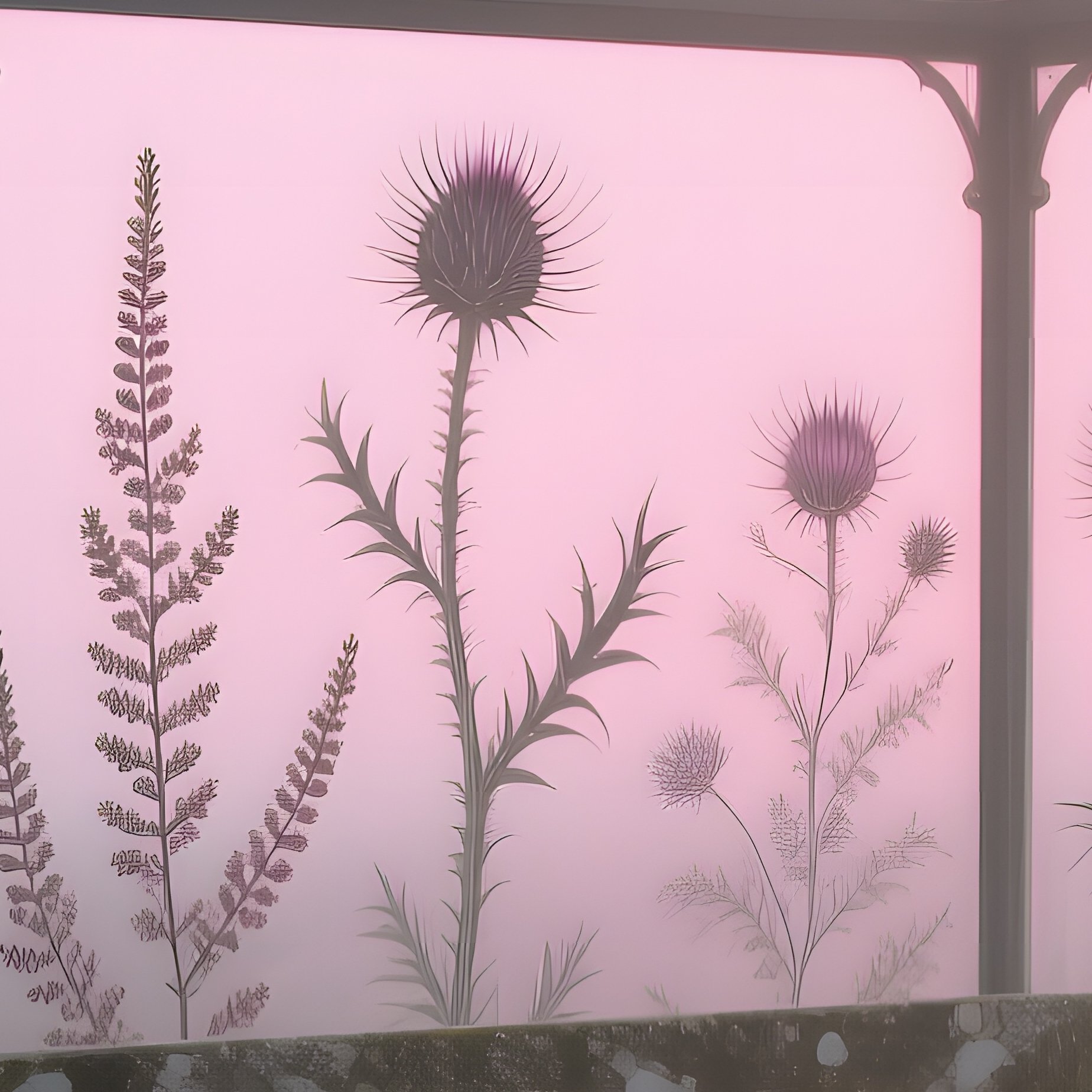 Foggy Moor At Dawn Stone Bench Glass Canopy - Full Resolution Quality Preview